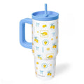 SANDJEST Lemon Stainless Steel Locking Lid Silicone Straw Tumbler with Handle 40oz, Insulated Stainless Steel Travel Cup for Women Girls Friends, Gift Idea for Birthday Summer Vacation - color: Lemon