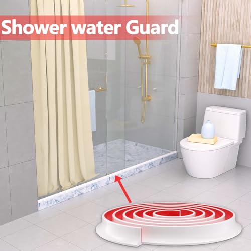 New Collapsible Shower Threshold Water Dam, Self Adhesive Silicone Waterproof Barrier Bathroom and Kitchen Water Strip Dam Shower Guard for Dry and Wet Separation Caulk Seal Strip Edge Trim(White) - color: White, style: 67Inch