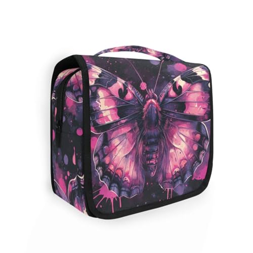 MNSRUU Hanging Toiletry Bag Gothic Skull Butterfly Travel Makeup bag for Toiletries Portable Travel Toiletry Organizer Cosmetic Bags with Hanging Hook - color: Skull I 4097