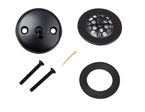 Artiwell Trip Lever Tub Trim Kit Set With Trip Lever Overflow Face Plate, Trip Lever Bathtub Drain with Strainer, Overflow and Matching Screws (MATT BLACK) - color: MATT BLACK