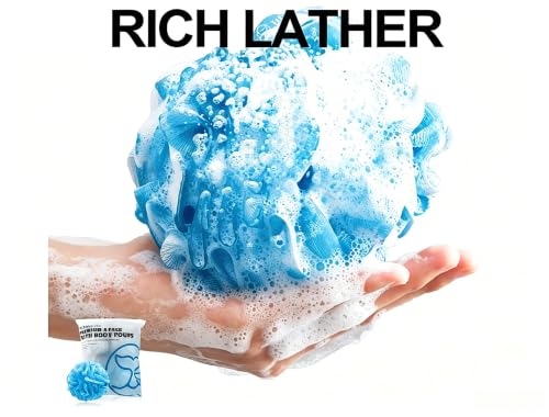 Loofah Bath Sponges - Gentle Exfoliating Shower Loofah for Rich Lather, Durable Mesh Body Scrubber for Men & Women 4 Pack (Sky Blue) | Durable mesh creates rich lather, soft exfoliating loofah for men & women daily shower - style: Sky Blue