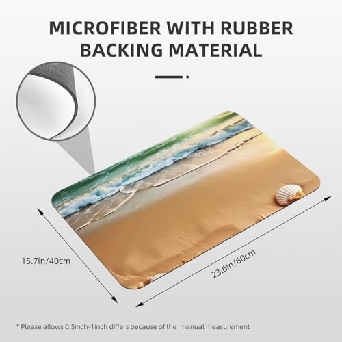 Stone Bath Mats for Bathroom Diatomaceous Earth Bath Mat Super Absorbent Floor Mat Ocean Beach Theme Stone Drying Mats Quick Drying Diatomite Shower Mat for Bathtub Pad 15.7x23.6in - color: Ocean Beach Theme