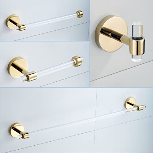 Bathroom Hardware Set Acrylic Gold - Bathroom Accessories Set Towel Bar Towel Rack Set - Wall Mounted Bath Towel Holder Toilet Paper Holder Set 4 Pieces SHUNLI - size: 4-Piece (60cm Towel Bar)