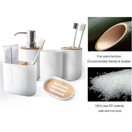 Toothbrush Holders Bamboo Electric Toothbrush Holder Bathroom Storage Organizer Countertop for Toothpaste, Floss, Razor, White - color: White