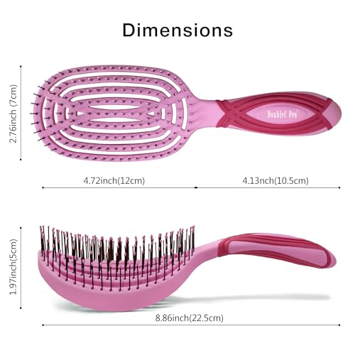 NuWay® DoubleC® Pro Professional Detangling Hair Brush – Patented Double Curve Scalp Care Brush for Gentle Detangling, Blow-Dry Styling & Wet or Dry Hair (Red Violet) - color: Red Violet