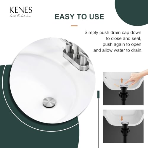 KENES Bathroom Vessel Sink Pop Up Drain Without Overflow Assembly, Lavatory Vanity Sink Drain Stopper,Anti-Clogging Drain Strainer, Brushed Nickel, KE-P300A - color: Brushed Nickel, size: Big Pop up Cap (Without Overflow)