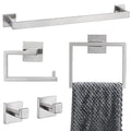 YACVCL 5-Piece Bathroom Hardware Accessories Set 23.6 inch Towel Bar Towel Rack Sets Modern Towel Ring Kit Stainless Steel Wall Mounted (Brushed Nickel) - color: Brushed Nickel