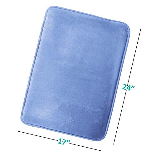 Clara Clark Bathroom Rugs, Velvet Memory Foam Bath Mat, Non-Slip, Machine Washable Bath Rugs - Dries Quickly, Ultra Soft Plush Bath Mats for Bathroom, 17 x 24, Calm Blue - color: Calm Blue, style: 17 x 24