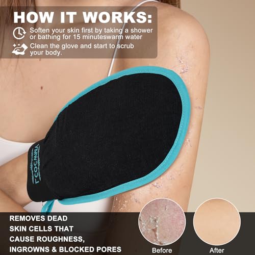 Exfoliating Gloves, (4pcs) Durable Body Scrub, Dead Skin Remover & Body Scrubber Exfoliator, Body Exfoliating Gloves for Shower, washcloth exfoliating, exfoliating Glove for Smooth Skin