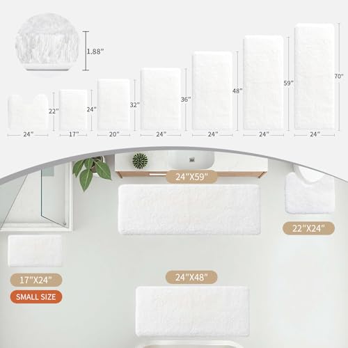 Disolla White Bathroom Rug 24x48 - Non-Slip Plush Thick Bath Mat, Highly Absorbent & Ultra Soft Fluffy Floor Mat, Machine Washable for Shower and Tub - color: White, size: 2' x 4' (24''x48'' Bathroom Rug)