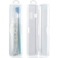 Patelai 2 Pack Travel Size Toothbrush Case Holder Portable Clear Toothbrush and Toothpaste Storage Container Hard Plastic Transparent Carrying Box for Traveling