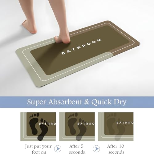 Bath Mat, Quick-Drying Non-Slip Thin Bathroom mat Super Absorbent Bath mats Rug-Bath Mats for Bathroom Floor Bathtub Vanity-Bathmat Bath Rug Easy Care Khaki 27.5" x15.7" - color: Khaki