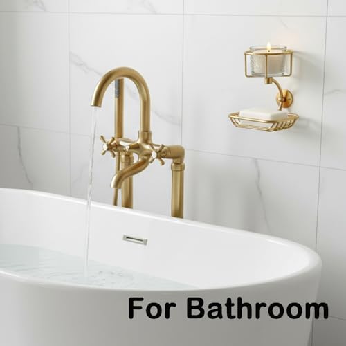 Bar Soap Holder Wall Mounted, Soap Container with Candle/Vase Holder, Farmhouse Elegant Gold Bathroom Wall Decor, Soap Dish for Shower Bathtub - color: Gold