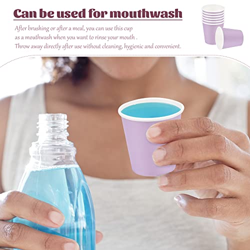 100 Pack Paper Cups, 3 oz Bathroom Cups, Moushwash Cup, Small paper Cup for Water, Juice, Candy Ideal for Party Bathroom and Office（Purple） - color: Purple, size: 100 Count