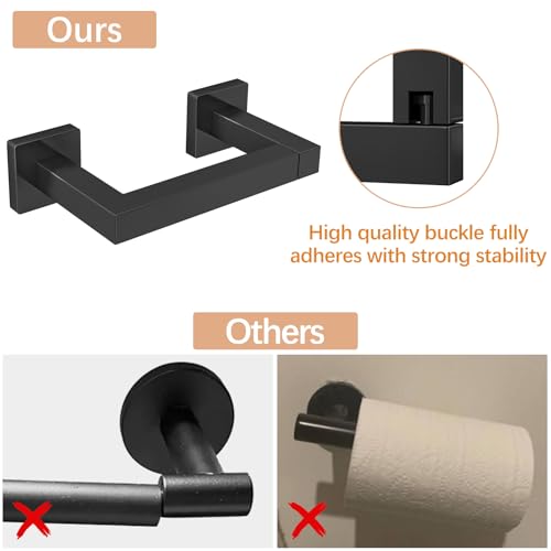 FEILERN Toilet Paper Holder Matte Black, 2 Pack Wall Mount for Bathroom | Square Tissue Paper Holder, Stainless Steel, Double Post Pivoting, Commercial Toilet Paper Dispenser - color: Black, size: 2 Pack