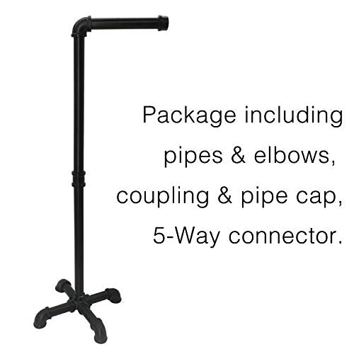 OVOV Industrial Freestanding Toilet Paper Holder Metal Rustic Paper Roll Holder Stand for Bathroom Storage Organization (Black) 24.8"