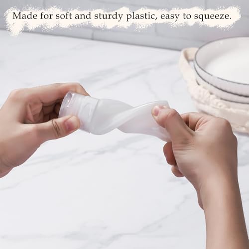 Set of 6 Leak Proof Silicone Travel Bottles Mini Sauce Dispensers Small Portable Salad Dressing Containers to Go for Lunch 3oz Squeeze Condiments Bottles Lunchbox Accessories