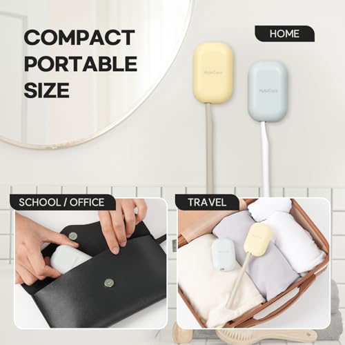 HubiCare Toothbrush Case, Pastel Color Portable Mini Toothbrush Covers with Holder, Rechargeable Travel Home Toothbrush and Holder, Cleaner Case for All Electric & Manual Toothbrushes (Blue) - color: Blue