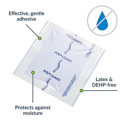 TIDI 50015-PKG AquaGuard Sheet – 9” x 9” – (Area of Coverage: 7” x 7.5”) – Shower Protection Sheet – Self-Adhesive Moisture Barrier – Wound Cover for Showering – 7 Sheets – Home Medical Supplies - size: 9" x 9", style: Package of 7 Sheets