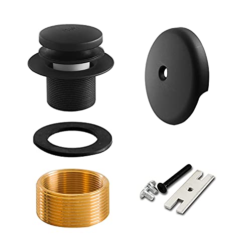SENTO Black Tip-Toe Bathtub Drain Trim Set Assembly Stopper Kit, Fit Both 1-1/2 Inch or 1-5/8 Inch Strainer and Stopper, Heavy Duty Metal with Matching Screws, Easy Installation, Matte Black - color: Matte Black