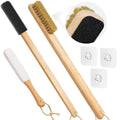 Long Handle Toe Gap Cleaning Brush+Body Shower Brush+Foot Grinder, Black | Silicone Foot Scrubber for Shower, Feet Cleaner Scrub Foot Care for Seniors,Elderly, Men and Women