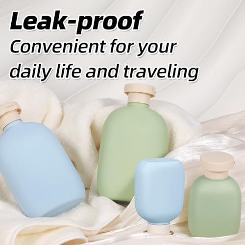 ASEVAT 3.4oz Travel Bottle with Flip Cap, Leak Proof Squeeze Bottles, Refillable Plastic Travel Containers for Creams, Lotion, Foundation, Shampoo, Conditioner - color: Green+Blue, size: 3.4oz