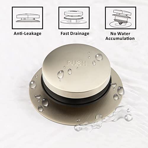 Artiwell Universal Tip Toe Bath Drain Stopper and Cover, Bathtub Drain Stopper, Replaces Lift and Turn, Tip-Toe and Trip Lever drains for Tub, EZ Installation and Clearing (Brushed Nickel) - color: Brushed Nickel