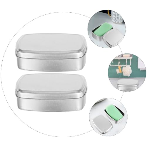 OUNONA Aluminum Cream Box and Soap Holder Set 2pcs 150ml Small Metal Storage Case with Lid Portable Soap Bar Holder for Travel Bathroom Toiletries Organization