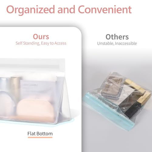 PACKISM Leak Proof Clear Toiletry Bag - Sealed TSA Approved Toiletry Bag with Reinforced Seams, Reusable and Easy to Clean, Clear Travel Bags for Toiletries, Food-grade PEVA, 1L+1M+1S, White - color: 0-1L 1M 1S-A White