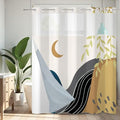 No Hook Shower Curtain Mid Century Boho with Snap in Liner, Hotel Grade Abstract Modern Shower Curtains Set for Bathroom, Spa Like Bath Curtain, Blue, 59" W x 79" L - color: 01 Mid Century - Blue, size: 59"W x 79"L (Pack of 1)