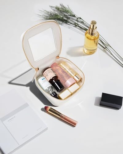 Travel Clear Makeup Bag Set, TSA Approved Cosmetic Bag Case with Zipper Portable Makeup Pouch Toiletry Bag Traveling Cosmetic Organizer Storage Bag Car Organizer Car Essentials - color: Mini White