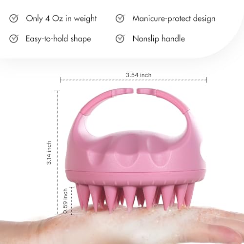WIGI Hair Scalp Massager with Gift Set, Scalp Scrubber for Hair Growth & Dandruff Removal, Shampoo Brush with Soft Silicone Bristles - color: Pink