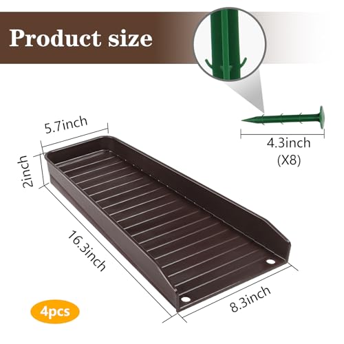 Gutter Downspout Extensions, Rain Gutter Downspout Splash Block,Drain Water Downspout Diverter, Gutter Splash Guards for Rainwater Drainage,16.3Inch (Brown-4 Pack) - color: Brown-4 Pack