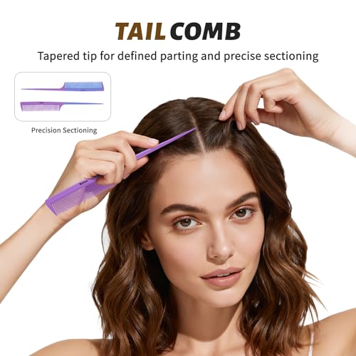 4Pcs Detangling Hair Brush Set for Women - Paddle Brush for Wet or Dry, No More Tangles for Straight, Long, Thick, Curly, and Natural Hair (Purple) - color: Purple