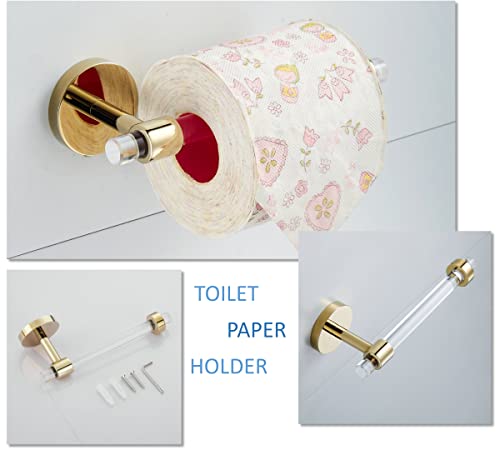Bathroom Accessories Set Acrylic Gold - Towel Bar Rack Toilet Paper Holder Towel Hook - Wall Mounted Bathroom Hardware Set 3 Pieces SHUNLI - size: 3-Piece (60cm Towel Bar)