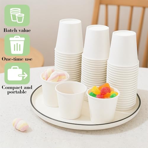 200 Pack Bathroom Cups 2 oz White Mouthwash Cups Disposable Mini Espresso Paper Cups for Bathroom Travel Picnic (White, 2, ounces)