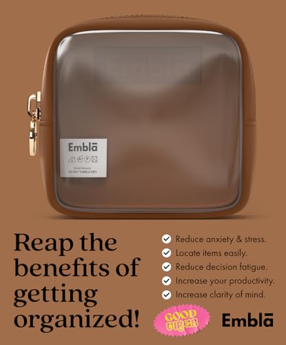 Embla Clear Cosmetic Bag Makeup Case, Clear Zipper Make Up Pouch and Toiletry Travel Tote, Cute Skincare Pouches for Women Girls, Preppy Purse Cosmetic Organizer, Mini Makeup Bags, Chocolate | Small Brown Clear Nylon/PVC Cosmetic Bag with Zipper, Waterpro
