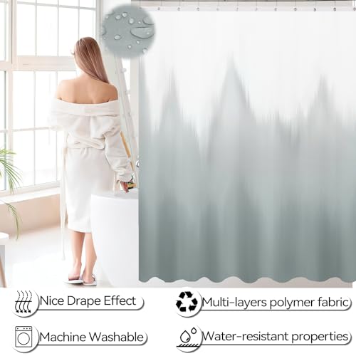 iMucci Bathroom Accessories Grey Bathroom Sets with Shower Curtain and Rug, Grey Ombre Waterproof Shower Curtain with Ultra Absorbent Rug Bathroom Accessories Set for Home Decor - size: Bath Set+Shower Curtain+Bath Rug, style: Grey