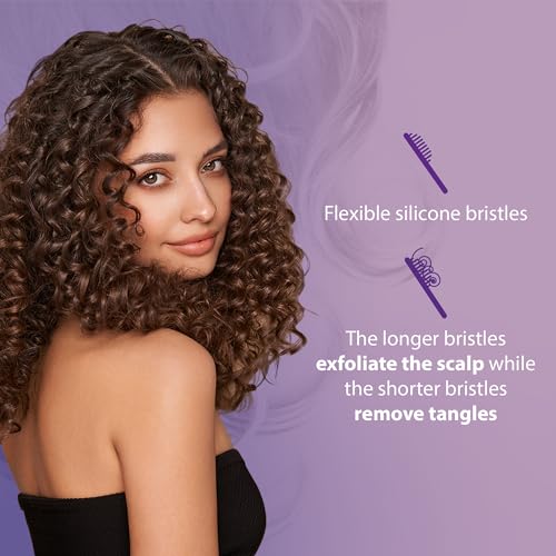 Curl Keeper Flexy Hair Brush, Purple - Detangling Hair Brush with Flexible Bristles for Shower Use, Combing Through Curls & Removing Tangles - Lightweight Hair Accessories for All Hair Type - color: Purple