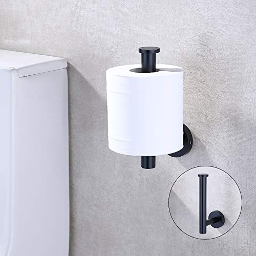 TASTOS Matte Black Toilet Paper Holder SUS304 Stainless Steel, Modern Round Tissue Roll Holders Wall Mount, Toilet Paper Roll Dispenser Bathroom 5 inch TP Holder for Kitchen Washroom - color: Matte Black
