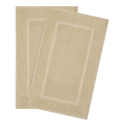 Cotton Paradise 100% Cotton Turkish Bathmat Set, Soft Absorbent Quick Dry, 2 Piece 20x34 Bathmat Floor Set, Beige - color: Beige, size: 2 PC 20x34"