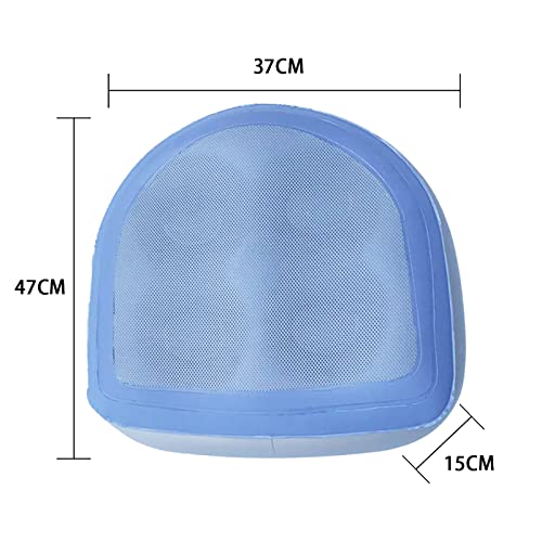 Inflatable Hot Tub Seat Booster with Suction Cups & Mesh Cover, Dual Use Inflatable Hot Tub Cushion Seat, Non Slip Blow Up Pillow Hot Tub Chairs Accessories for Adults Elderly Spa Bathtub - color: Blue