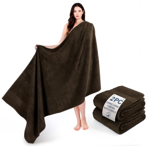Cotton Paradise 100% Cotton Turkish Towel Set, Soft Absorbent Quick Dry, 2 Piece 35x70 Bath Sheet Set, Chocolate Brown - color: Chocolate Brown, size: 2 PC SET (35x70")