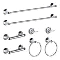 BGL Bathroom Hardware Set Chrome Adjustable Expandable Bath Towel Bars Bathroom Accessory Set Towel Racks 8-Pieces Wall Mount - color: 8 Pcs Chrome