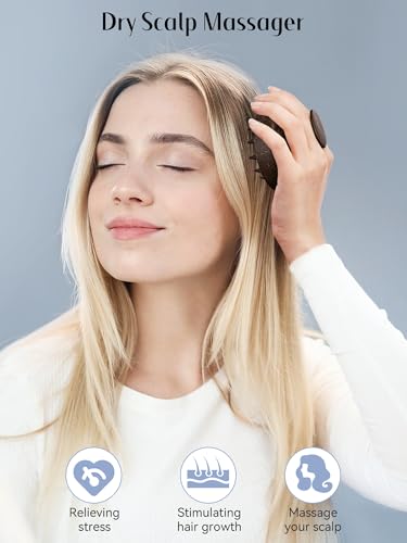HEETA Scalp Massager Hair Growth, Soft Silicone Scalp Scrubber Shampoo Brush for Exfoliation, Dandruff Removal & Head Massage Stress Relax, Wet & Dry Use for Thick, Thin Hair Care, Dark Brown - color: Dark Brown