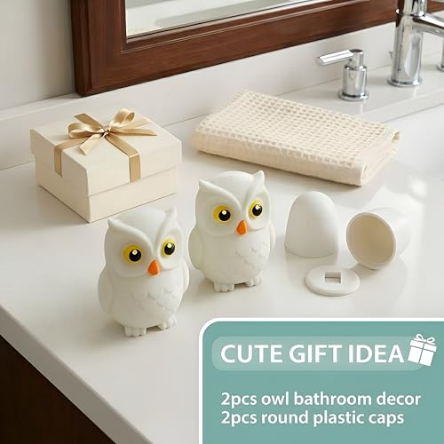 boeemi Glow in the Dark Owl Toilet Bolt Covers, Bathroom Decor, 2 Pack | Bolt Hole 1.18'', Hides Toilet Floor Bolts,Tool-Free Install, for Kids Bathroom, Gag Gift - style: Owl