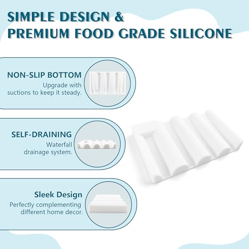 Silicone Soap Dish,Self Draining Soap Holder Perfect for Shower,Bathroom Sink,Kitchen Sink & Travel,Non-Slip Bar Soap Holder Extend Soap Life,Keep Soap Bars Dry & Easy Cleaning White-1Pcs - color: White-1pcs