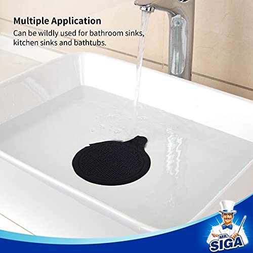 MR.SIGA Silicone Bathtub Stopper, Drain Stopper for Shower, Sink, 5.1" Diameter, Black, 3 Pack - color: Black
