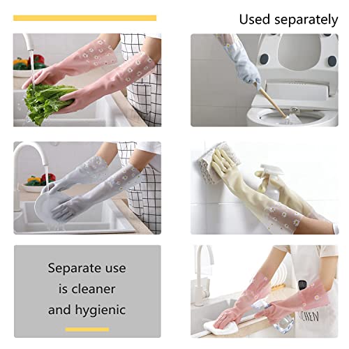 KAQ Dishwashing Gloves - 3 Pairs Reusable Non-Slip Rubber Kitchen Gardening Household Gloves - color: Small