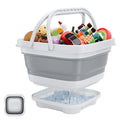 Bath Toy Storage Organizer - Foldable Bath Toy Holder for Bathtub, Bathtub Toy Storage with Removable Drying Base, Bathroom Toy Storage with 2 Hooks
